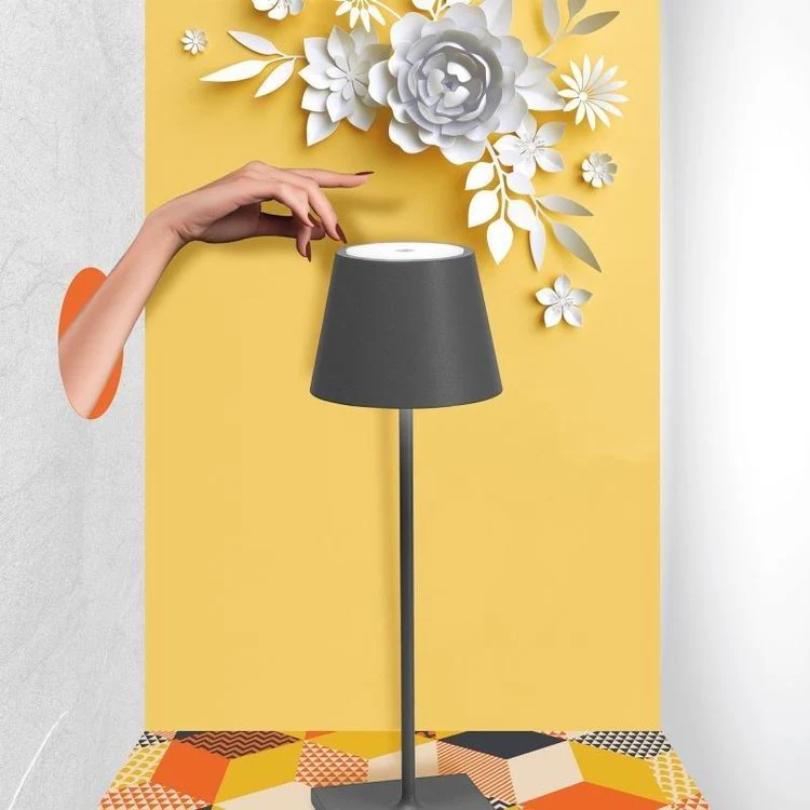Cordless Touch LED Table Lamp in Grey