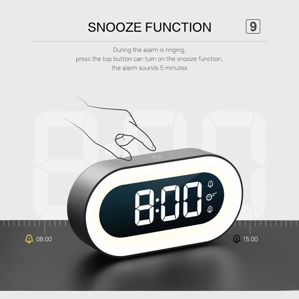 Digital Alarm Clock with Night Light and Sounds