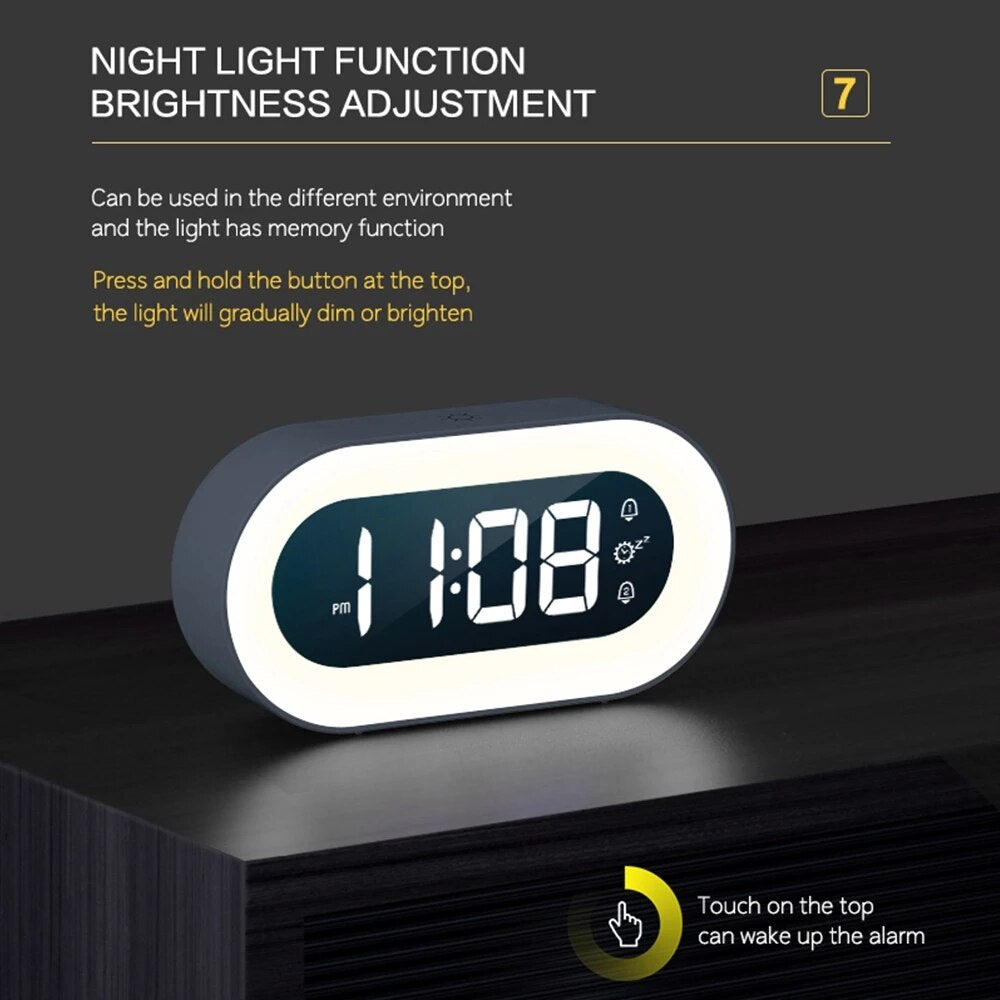 Digital Alarm Clock with Night Light and Sounds