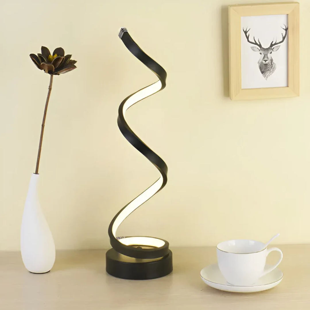 Dimmable Curved Acrylic Table Lamp in Black