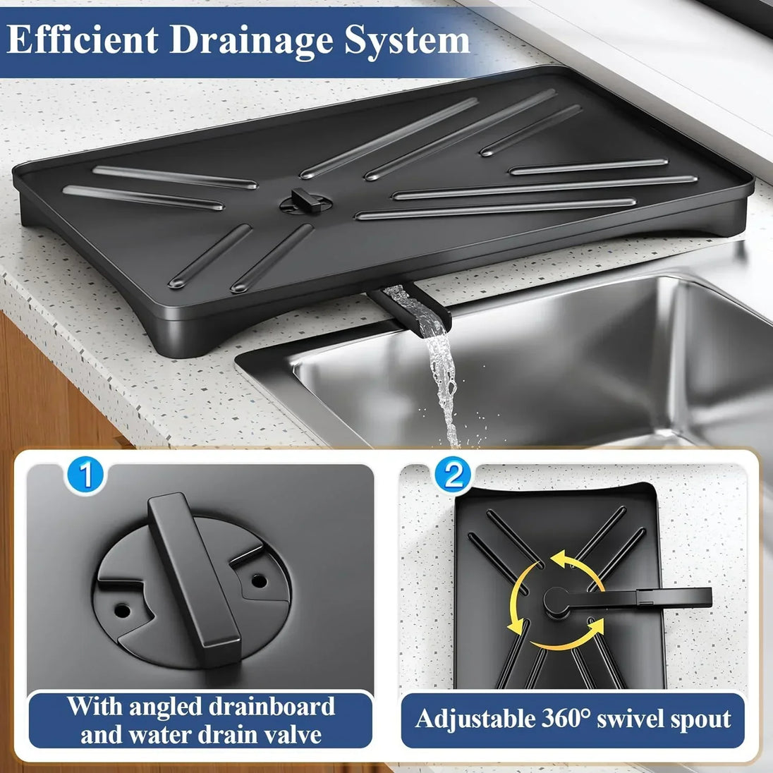 Dish Drying Rack with Drainboard and Cutlery Holder