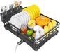 Dish Drying Rack with Drainboard and Cutlery Holder