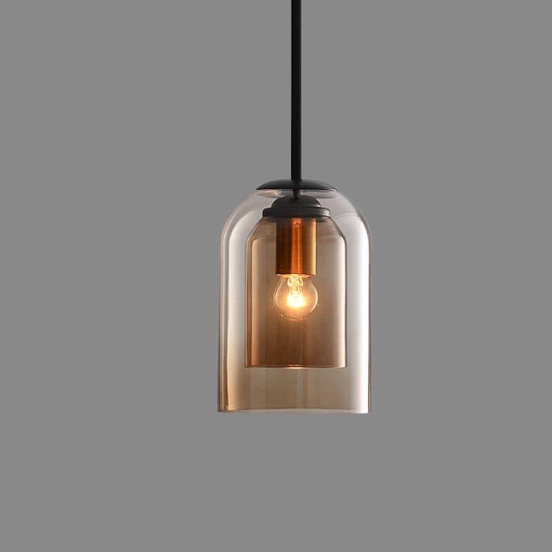 Double Glass Pendant Light in Rust