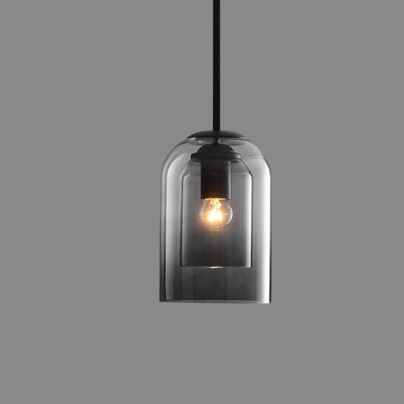 Double Glass Pendant Light in Smoke Grey
