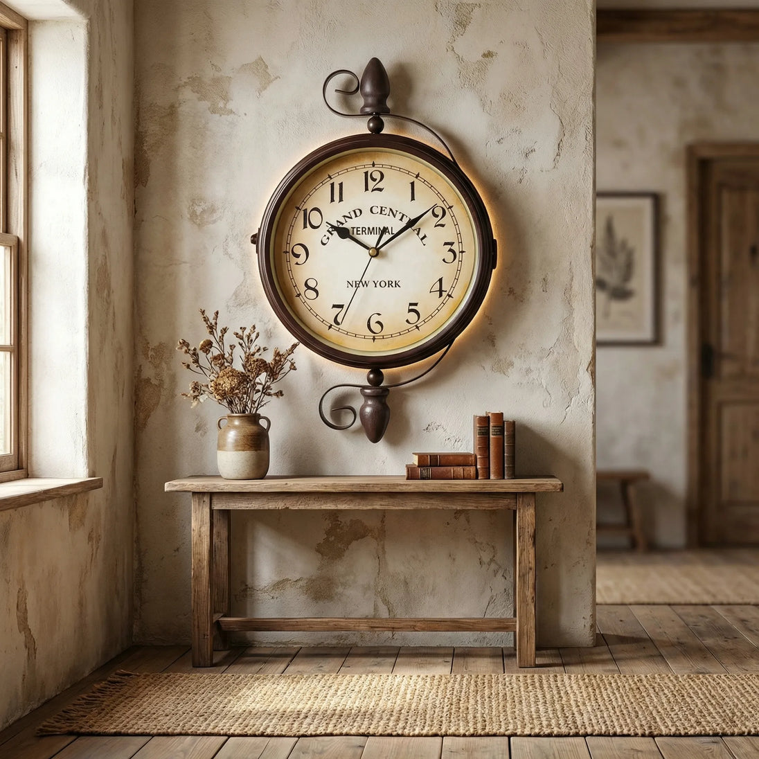 Double-Sided Station Wall Clock