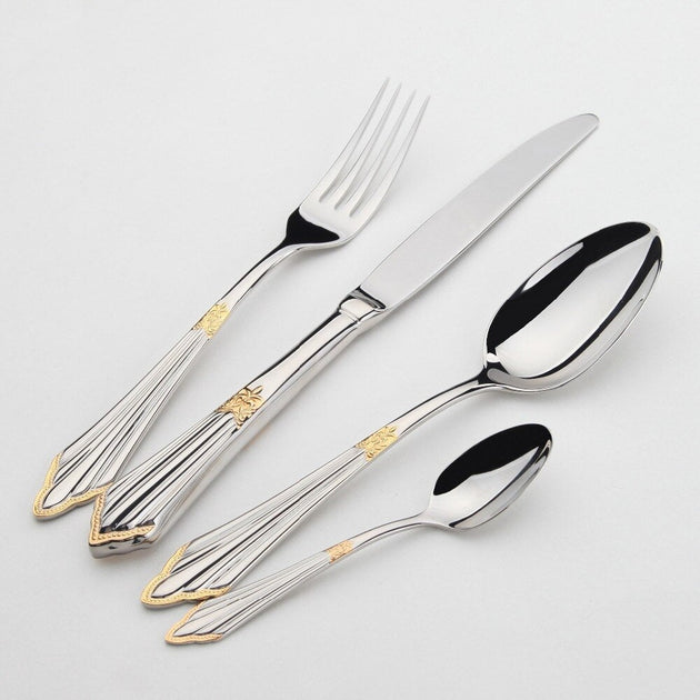 Engraved Gold Stainless Steel Cutlery Set