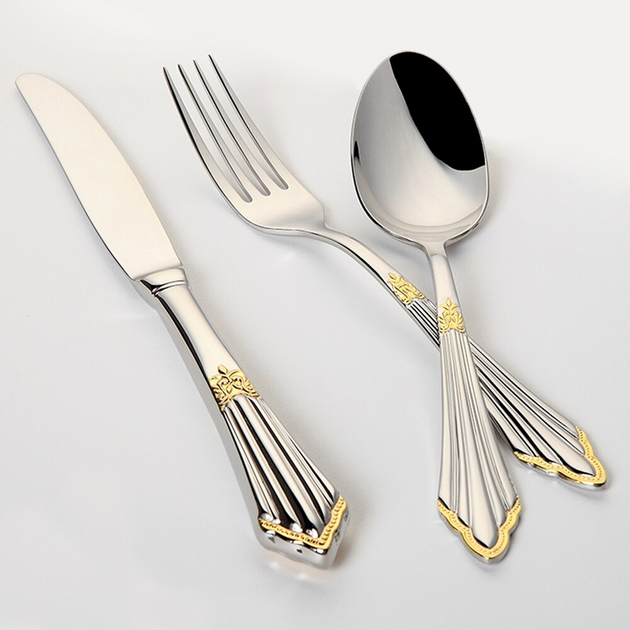 Engraved Gold Stainless Steel Cutlery Set