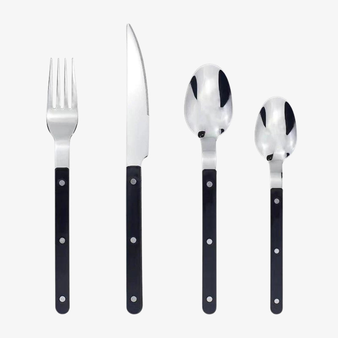 Engraved Stainless Steel Cutlery Set in black