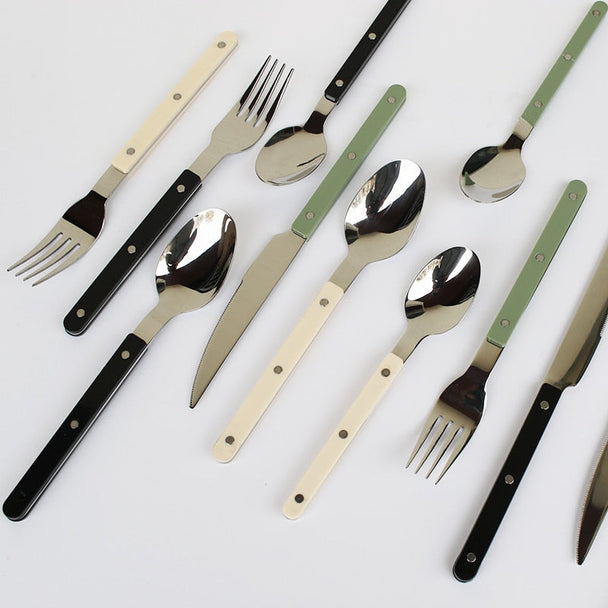 Engraved Stainless Steel Cutlery Set in black