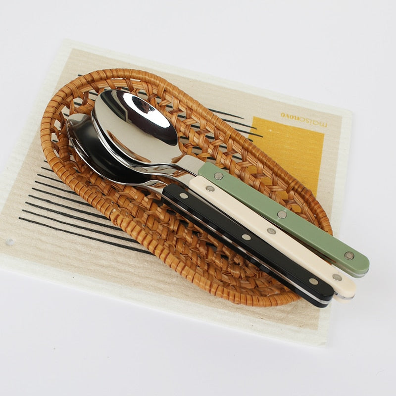 Engraved Stainless Steel Cutlery Set in black