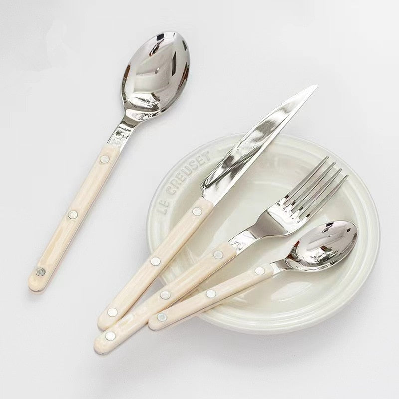 Engraved Stainless Steel Cutlery Set in black