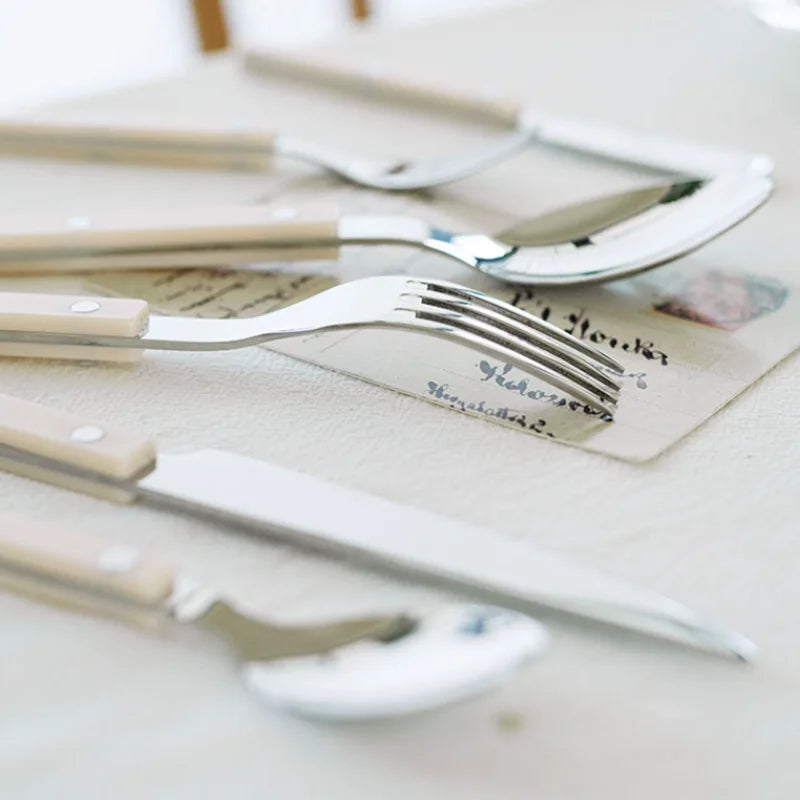 Engraved Stainless Steel Cutlery Set in black