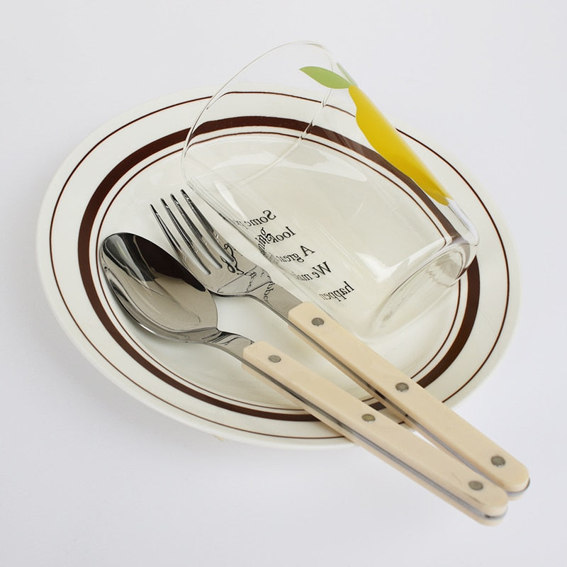 Engraved Stainless Steel Cutlery Set in black