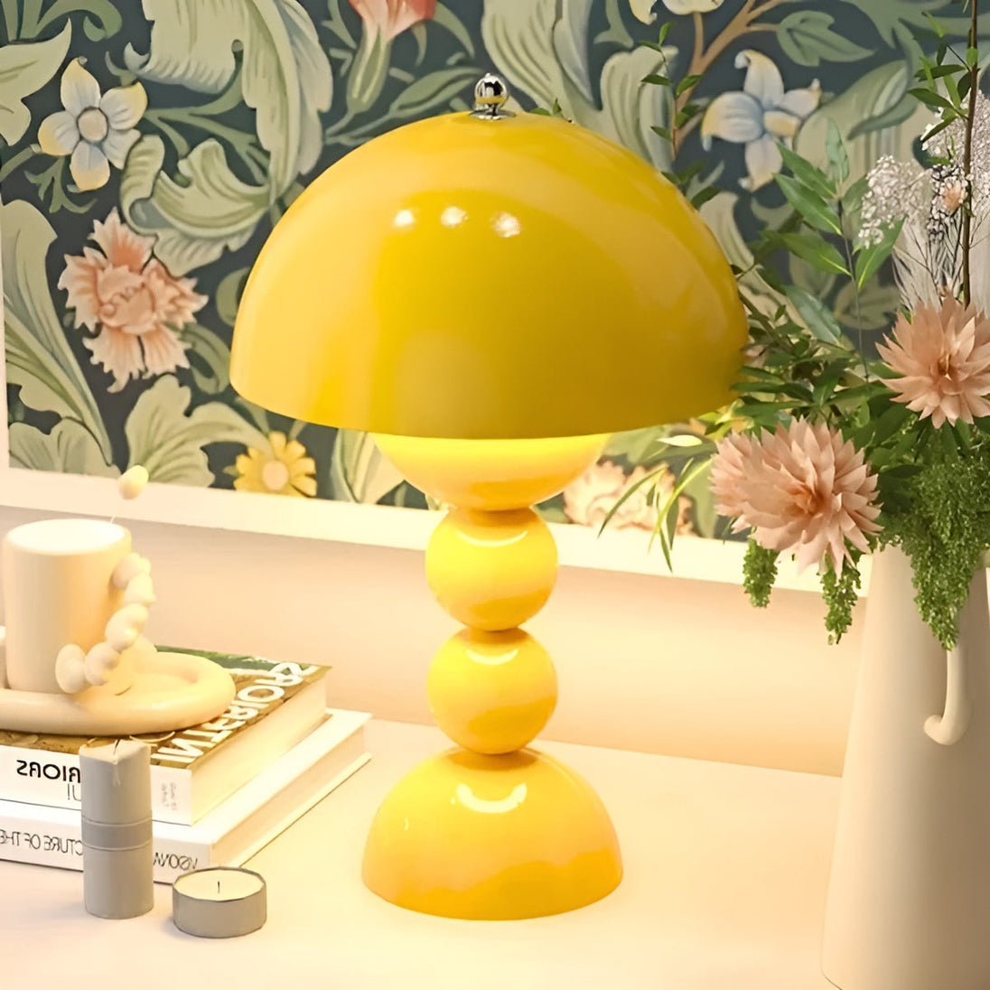 Flower Bud Dimmable LED Table Lamp in Yellow