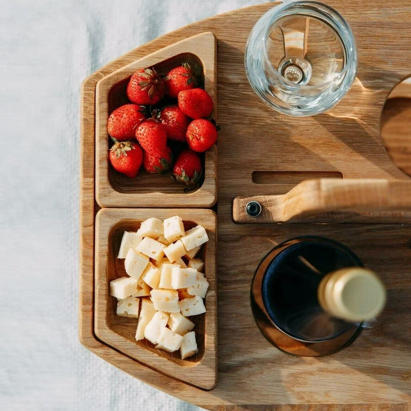 Folding Wooden Wine and Snack Table