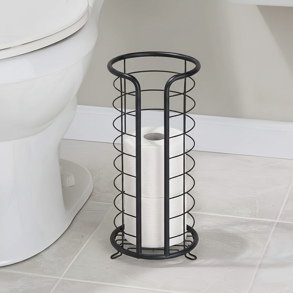 Freestanding Toilet Roll Holder with Storage