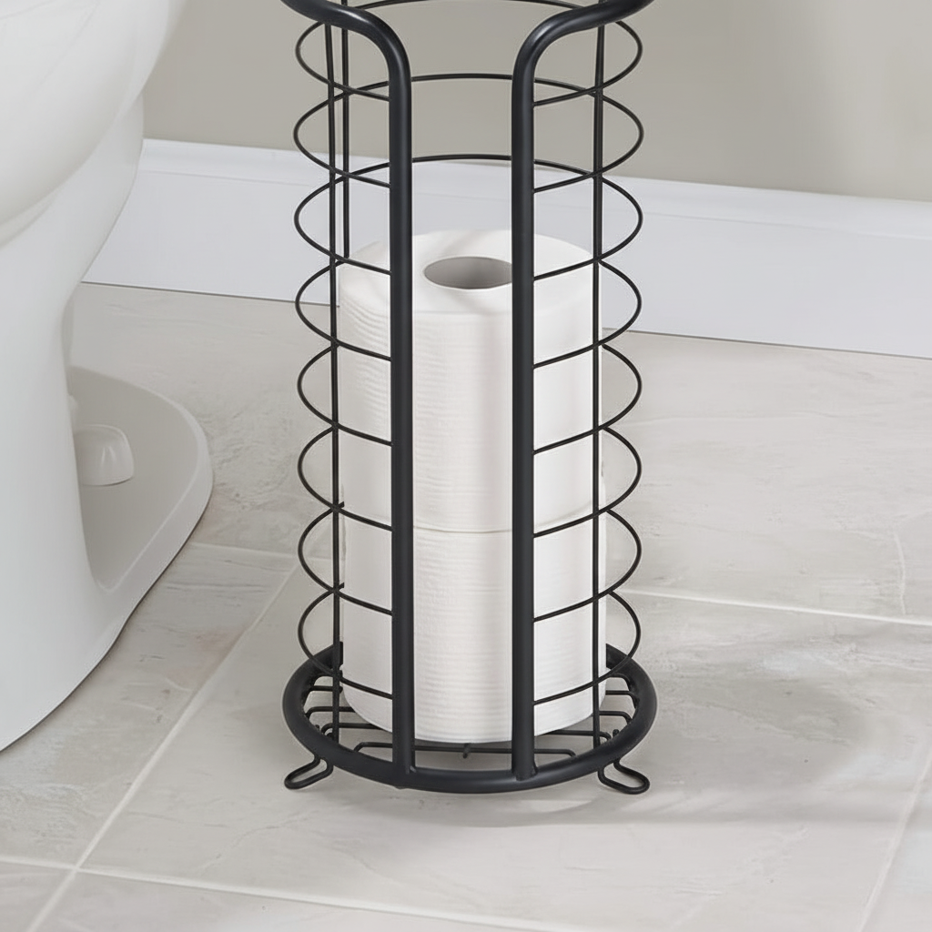 Freestanding Toilet Roll Holder with Storage