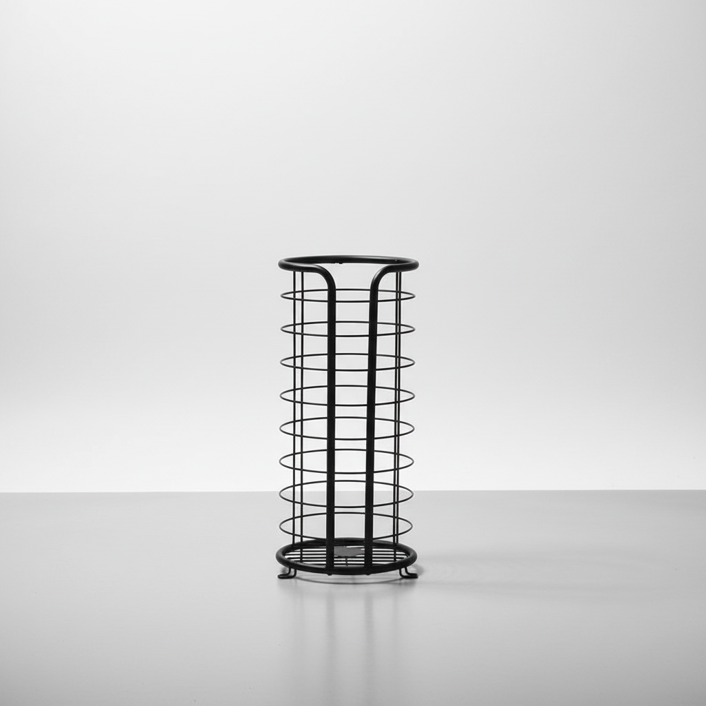 Freestanding Toilet Roll Holder with Storage in Black