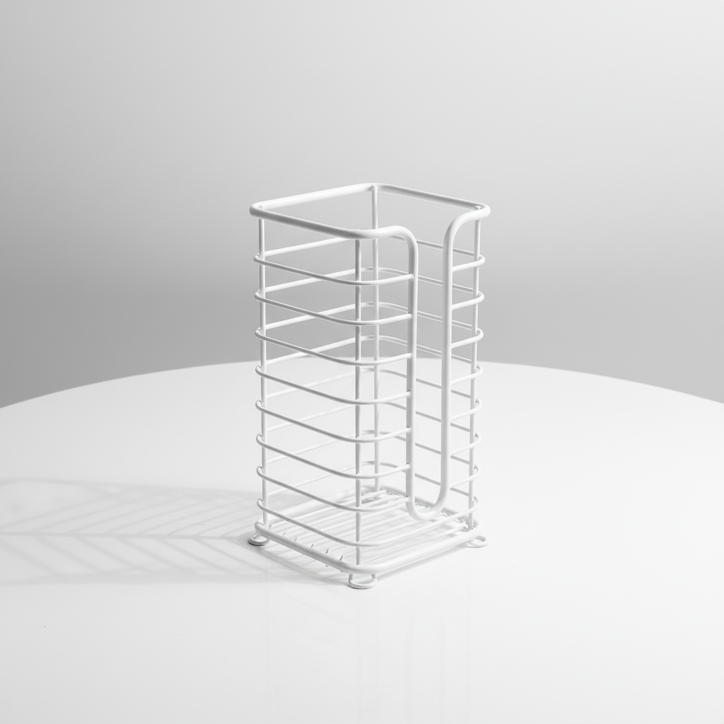 Freestanding Toilet Roll Holder with Storage in White
