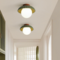 Frosted Glass Globe Ceiling Light in Green