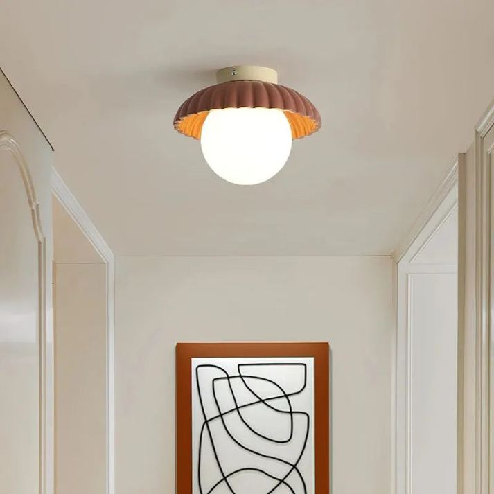 Frosted Glass Globe Ceiling Light in Orange