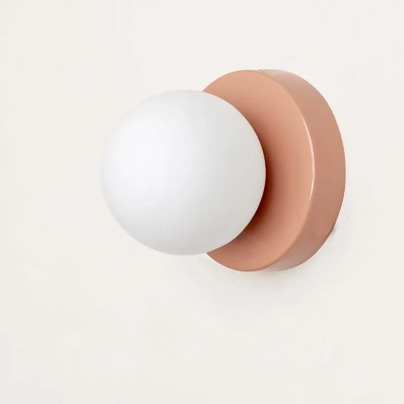 Frosted Glass Globe Wall Lamp in Pink