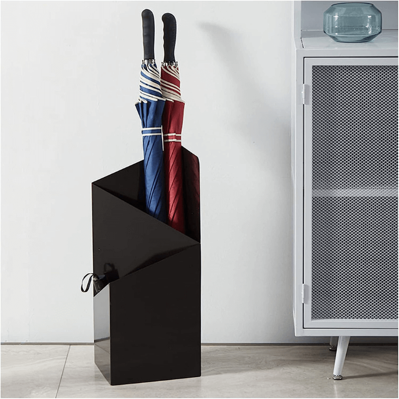 Geometric Umbrella Stand with Drip Tray in Black
