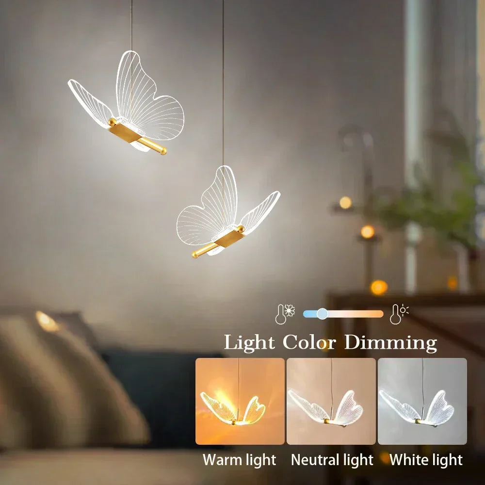 Glass Butterfly LED Pendant Light