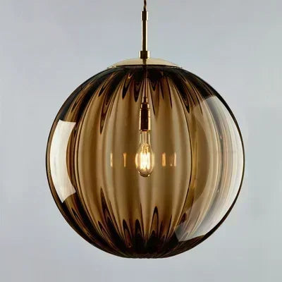 Glass Globe LED Pendant Light in Brown