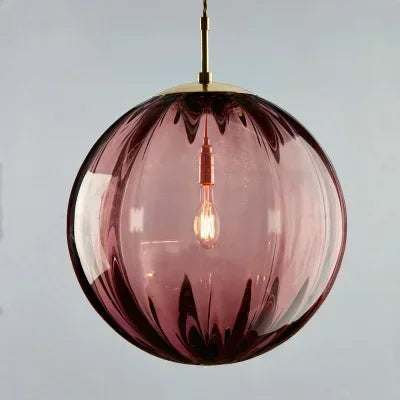 Glass Globe LED Pendant Light in Red
