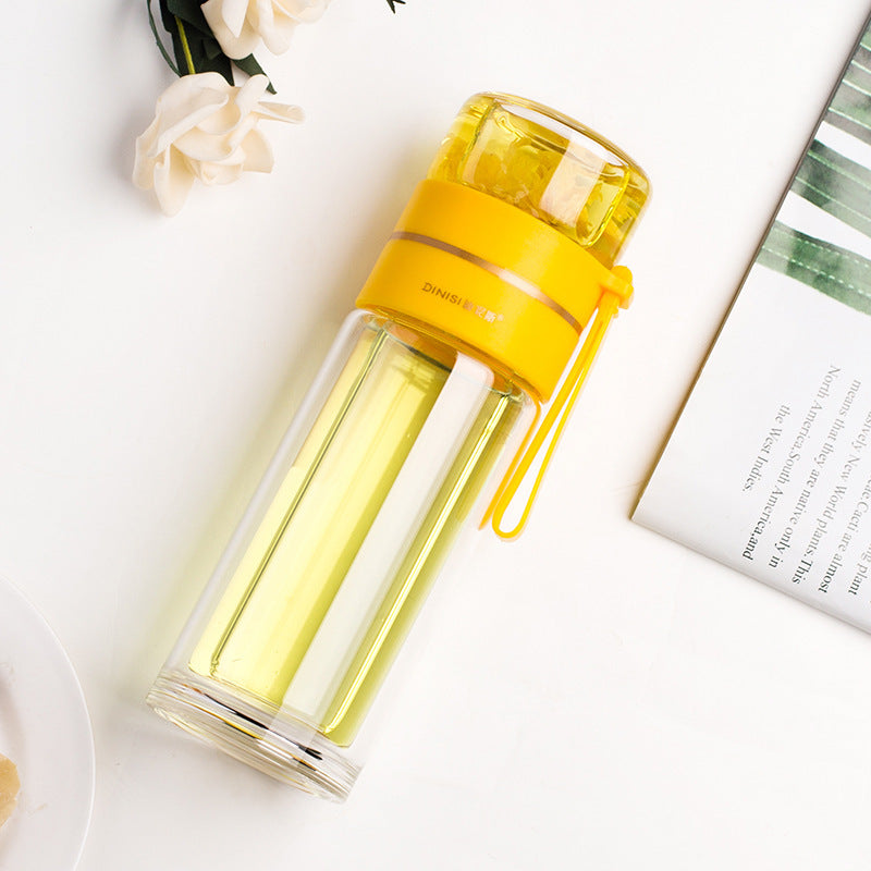 Glass Tea Infuser Bottle in Yellow