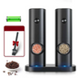 Gravity Electric Salt and Pepper Mill with LED – Black Pair with Base
