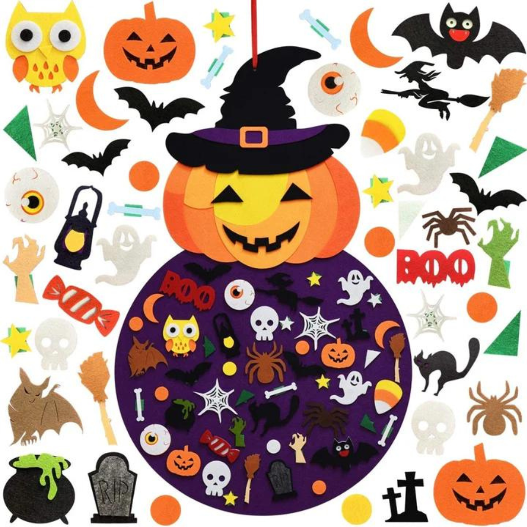 Halloween Felt Board with Pumpkin and 50+ Felt Pieces