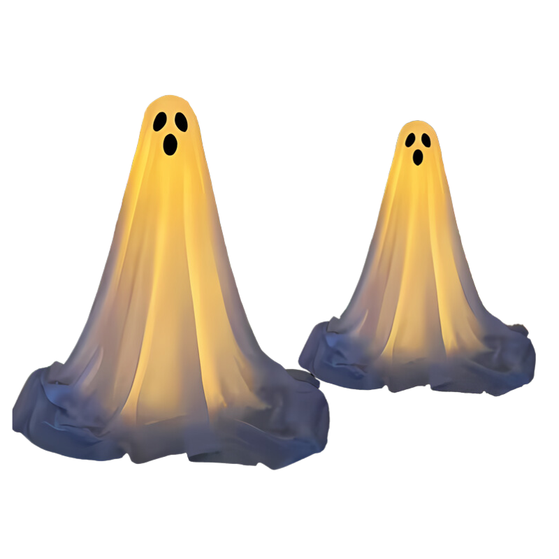 Halloween Light-Up Ghost Decorations, Set of 2 – With Lights