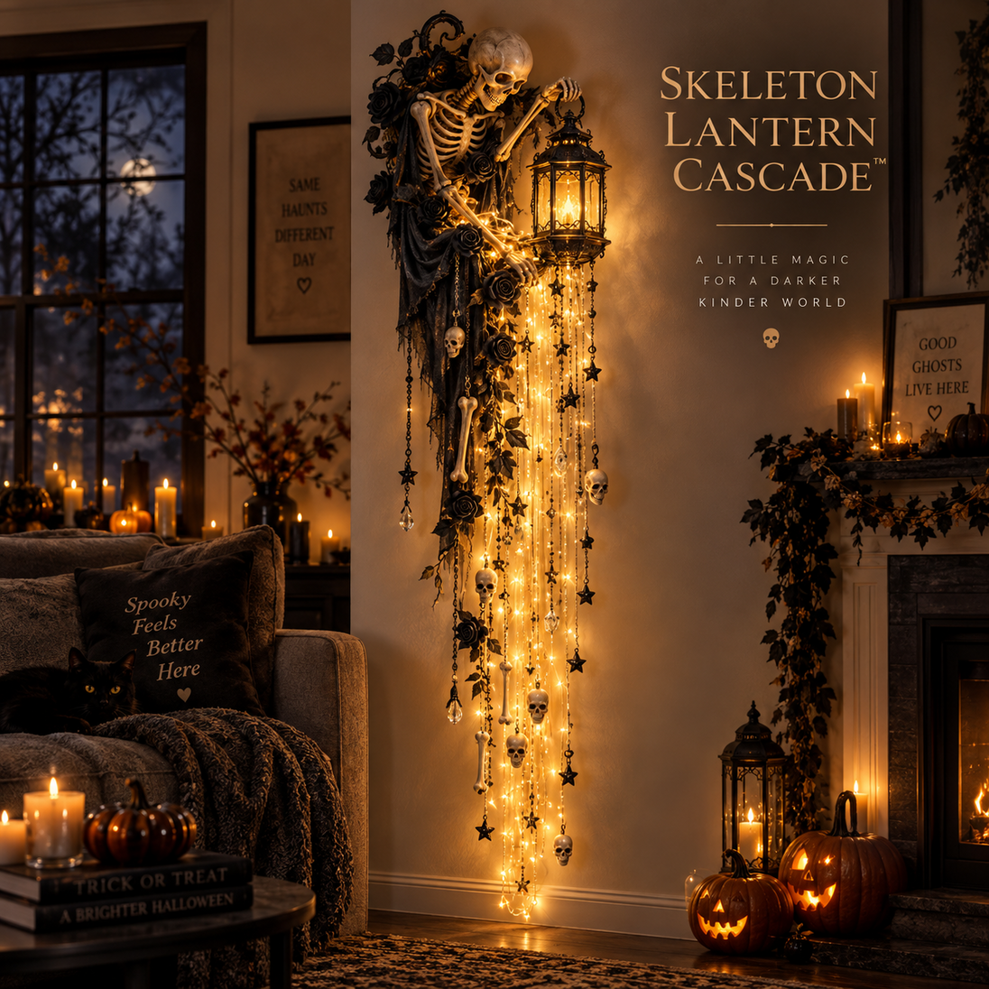 Halloween Light-Up Wall Hanging Decoration – Skeleton Lantern