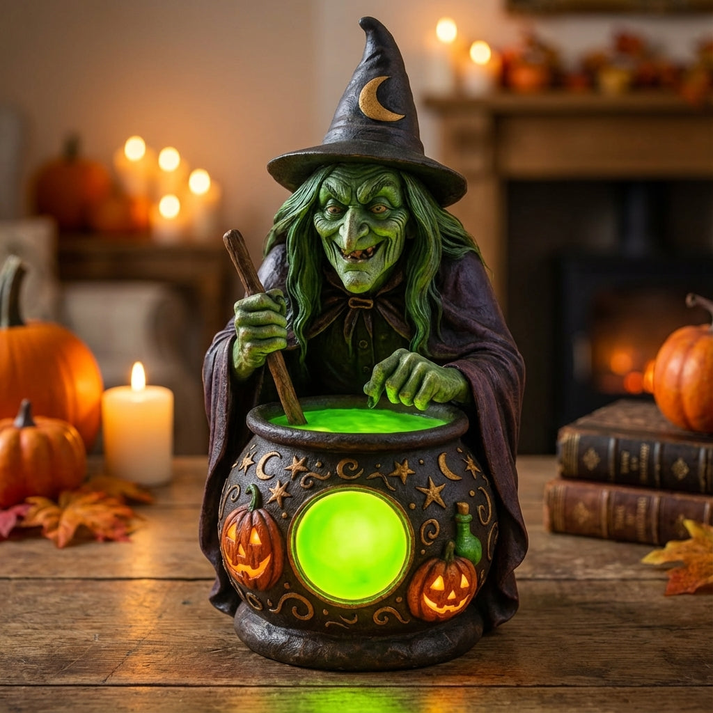 Halloween Witch Cauldron LED Lamp