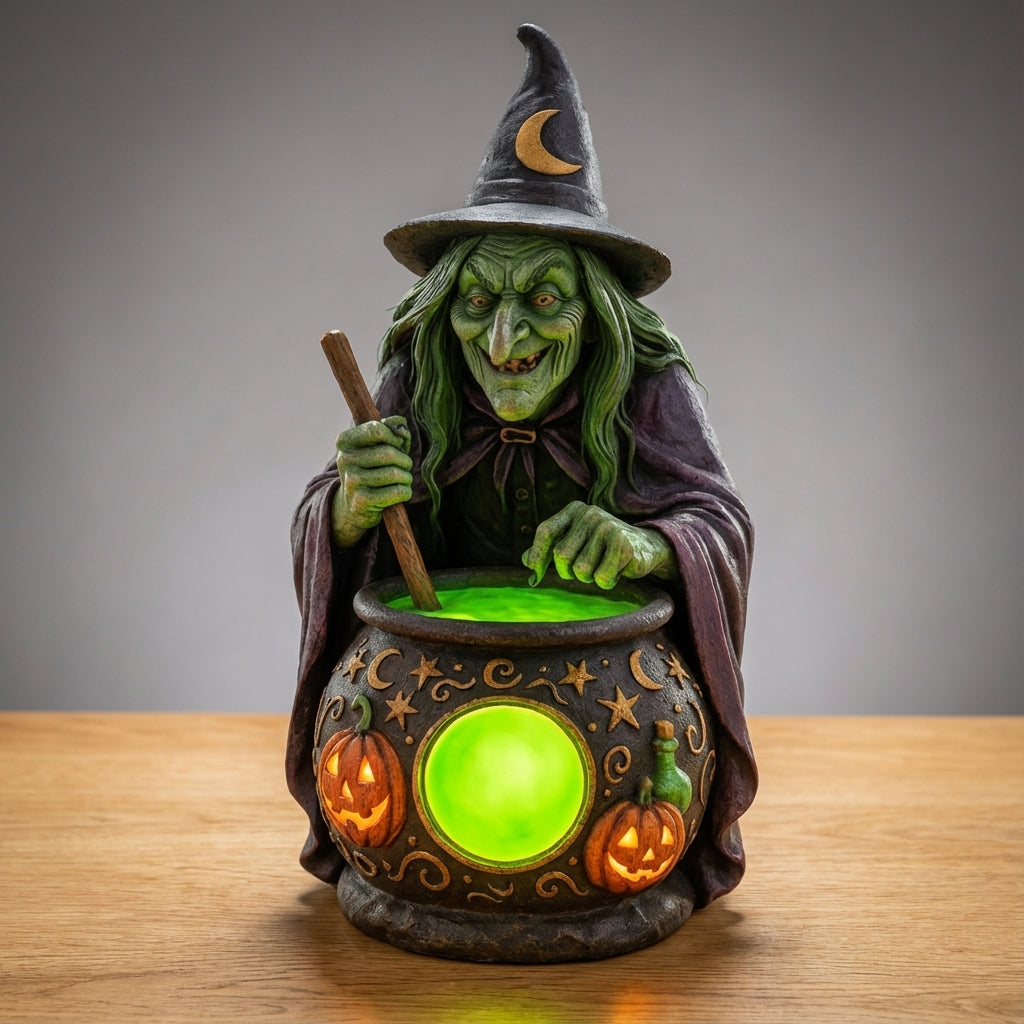 Halloween Witch Cauldron LED Lamp