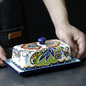 Hand-Painted Butter Dish with Lid