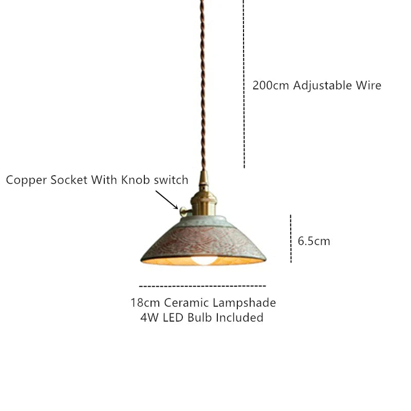 Hand-painted ceramic pendant light