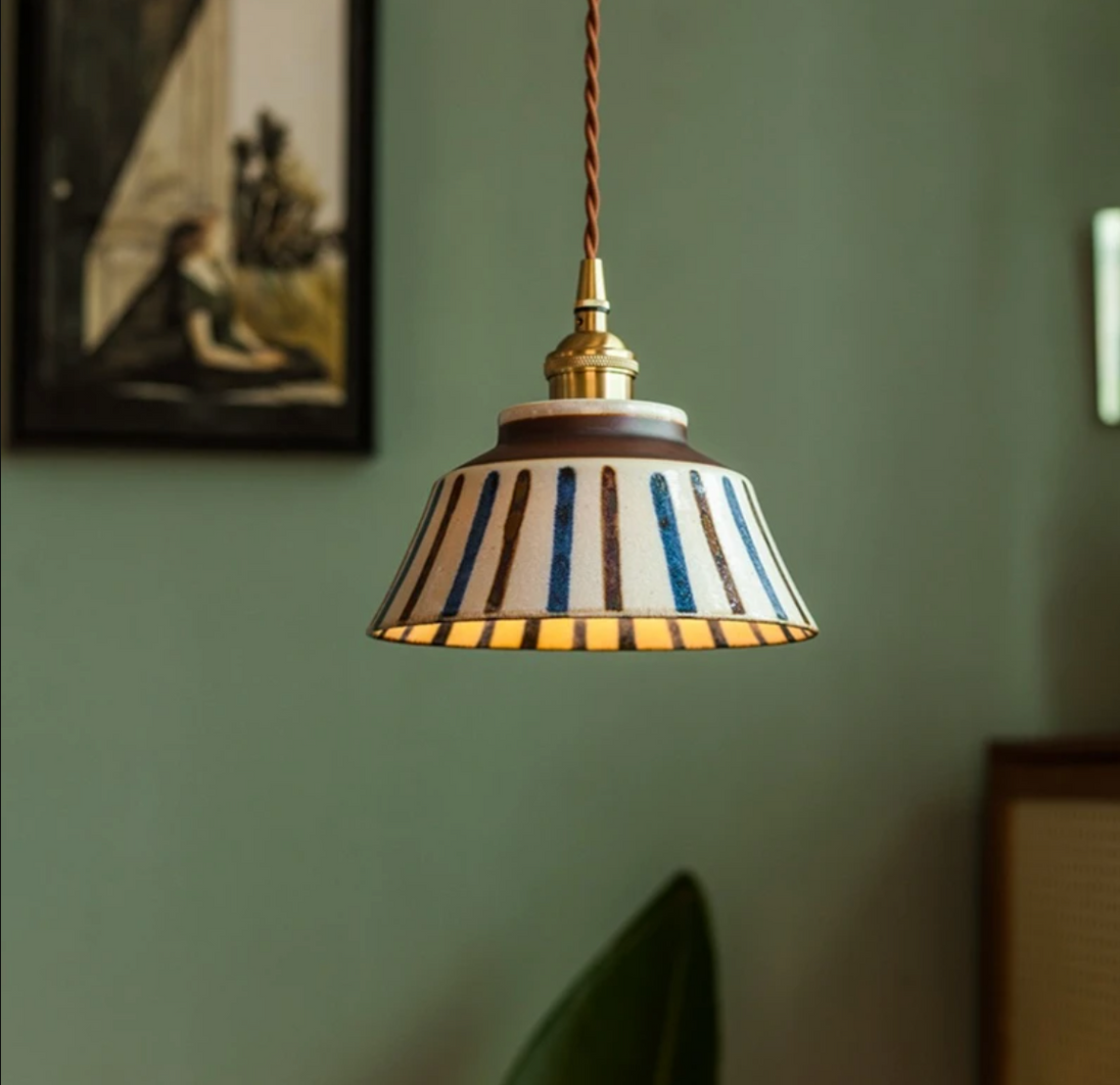 Hand-painted ceramic pendant light