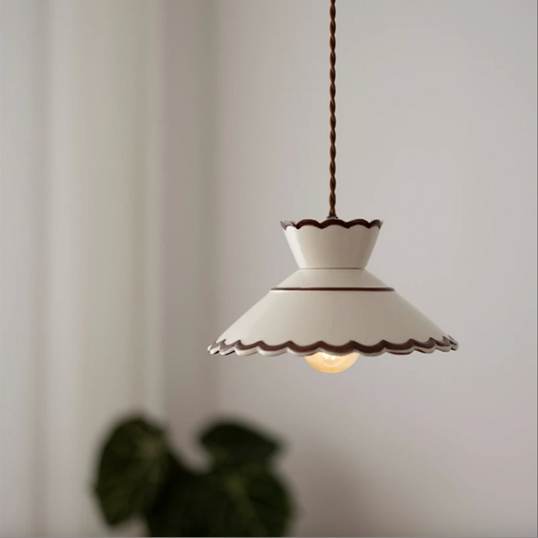 Hand-painted ceramic pendant light