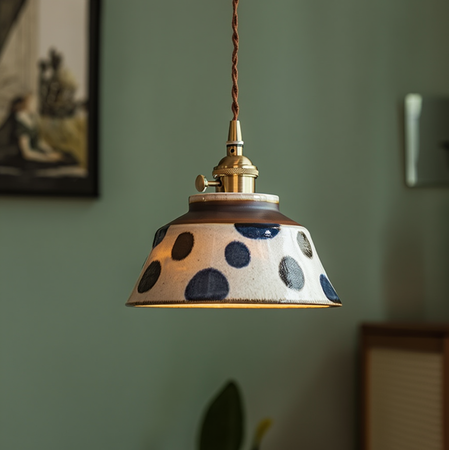 Hand-painted ceramic pendant light