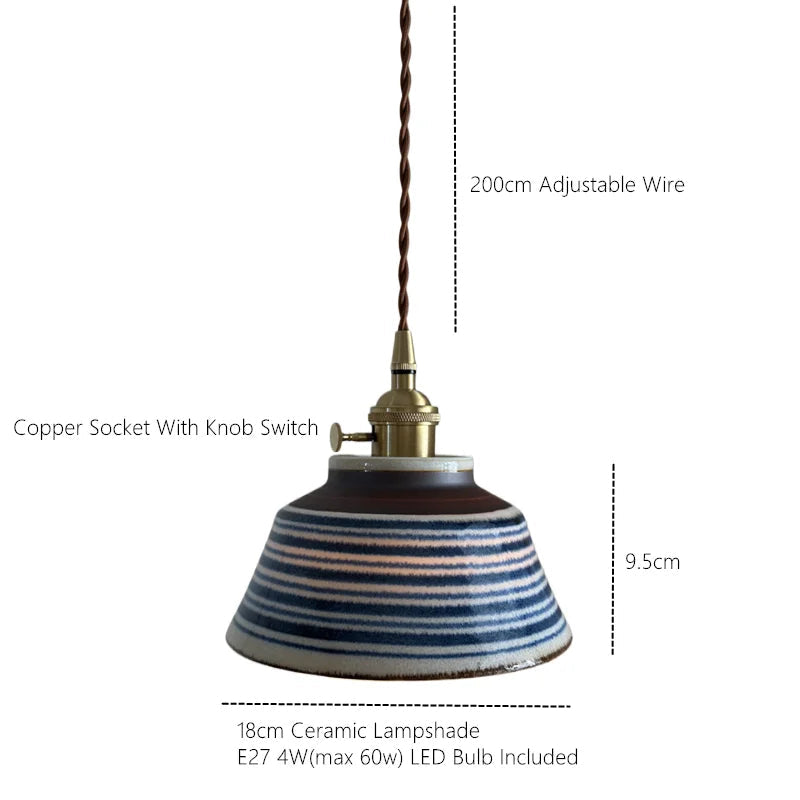 Hand-painted ceramic pendant light