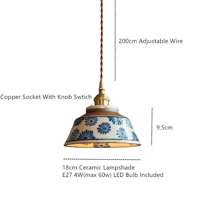 Hand-painted ceramic pendant light