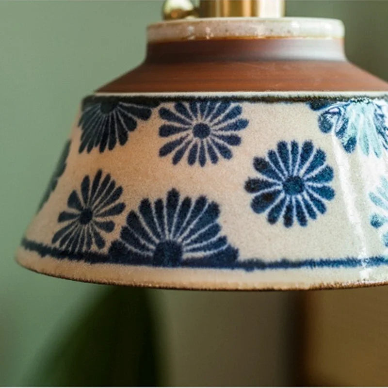 Hand-painted ceramic pendant light