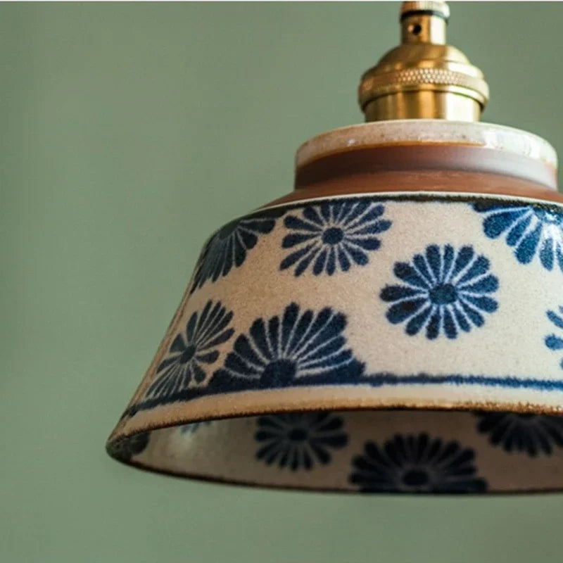 Hand-painted ceramic pendant light