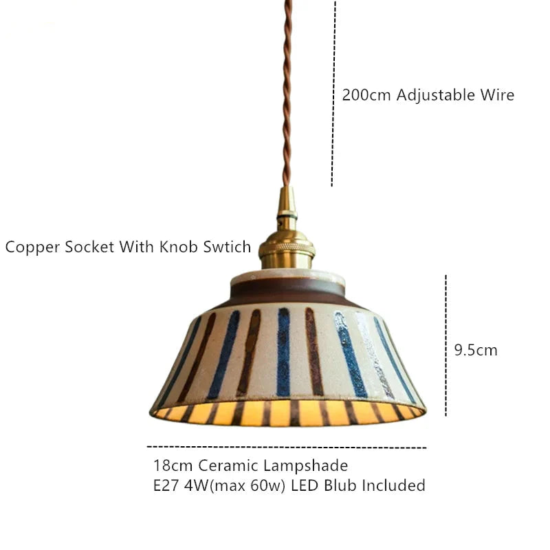 Hand-painted ceramic pendant light