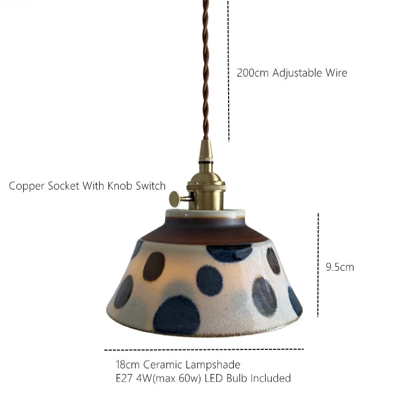 Hand-painted ceramic pendant light