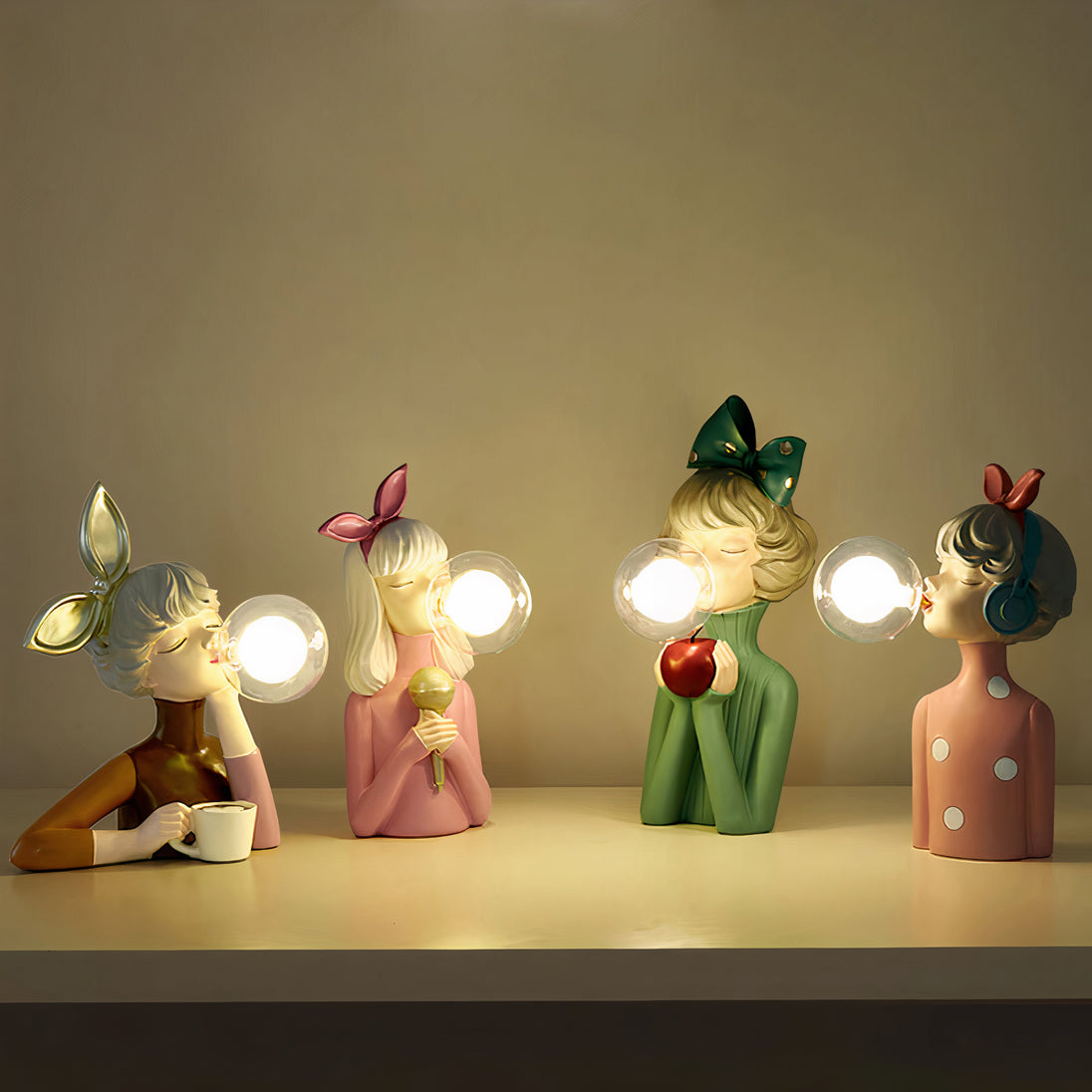 Handcrafted Wood Table Lamp with Fabric Shade