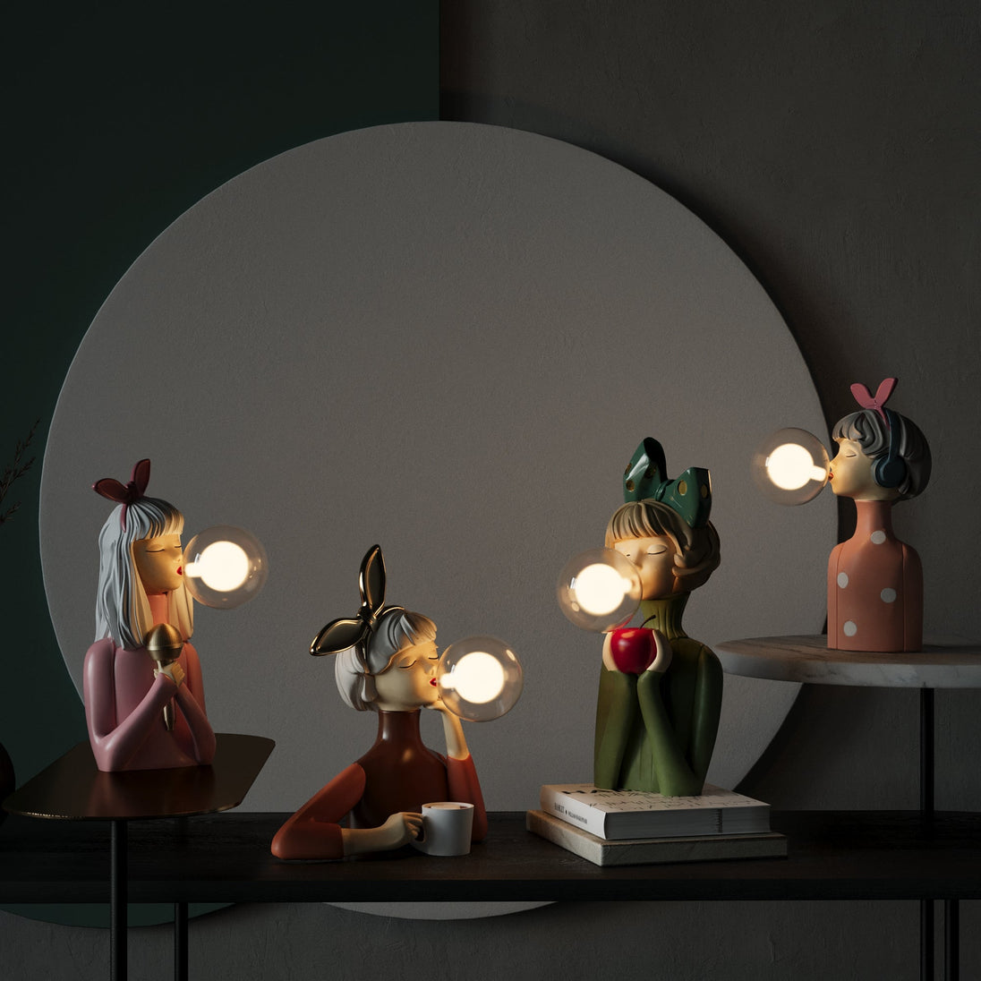 Handcrafted Wood Table Lamp with Fabric Shade